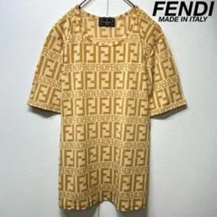 FENDI ズッカ柄 サマーニット 半袖 ストレッチ アイボリー イタリア製