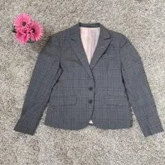 訳あり◆ユニバーサル ランゲージ チェック ウールジャケット 裏地ピンク S相当