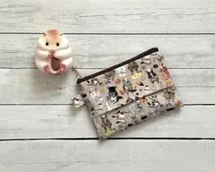 ハンドメイド　げっ歯類いっぱい　ポケットティッシュポーチ　ファスナーポーチ