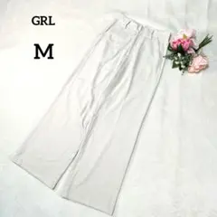 GRL　グレイル　スラックス　M　白　ストレートパンツ　センタープレス　086
