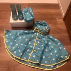 ブランシェス　新品　レインコート　ポンチョ　長靴セット　13センチ（長靴は中古）