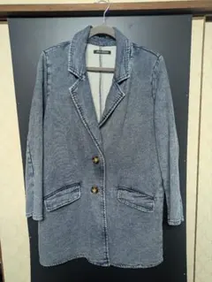 デニムボタン付きロングジャケット