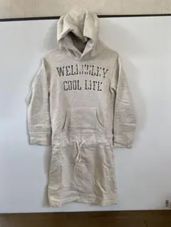 値下げ デニムダンガリーDenimDungareeフード付きワンピース 130