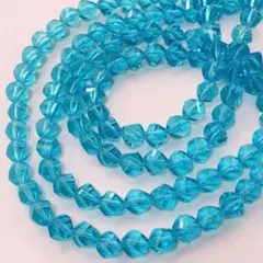 bk536/new！ガラスビーズ◇多面カット　クリアブルー　2連