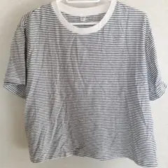 UNIQLO XL ホワイト/ネイビー ストライプ Tシャツ