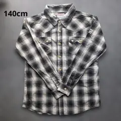長袖シャツ 140 ブラック・ホワイトチェック