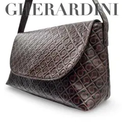 【美品】ゲラルディーニ　ショルダーバッグ　オールレザー　ロゴ柄　手提げ　肩掛け