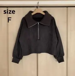 ELENCARE DUE ❤︎ スエードポンチハーフZIP チャコール【美品】