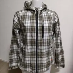 AIGLE オリーブ・ホワイトチェック マウンテンパーカー　S