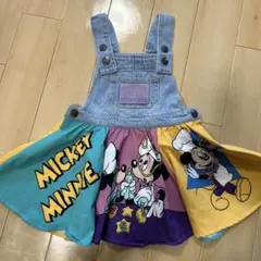 LITTC ミッキー＆ミニー ジャンバースカート デニム切替