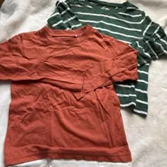 長袖カットソー 100cm オレンジとストライプ