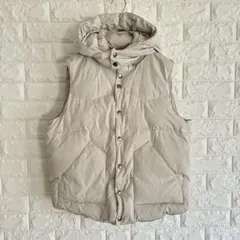 アズール/中綿ベスト/フード付き/スナップボタン/S/ベージュ