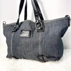 BURBERRY BLUE LABEL トートバッグ デニム ブルー