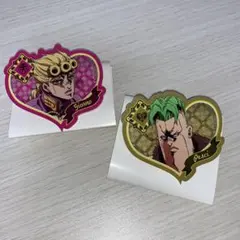 ジョジョ　ハート型ラメアクリルバッジ　ジョルノ・ジョバァーナ　ペッシ　セット