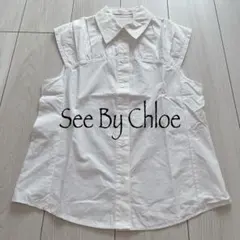 See By Chloe ノースリーブシャツ　タック入り　ホワイト