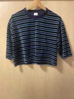 ROKU6ベロアボーダークロップドTシャツのサムネイル