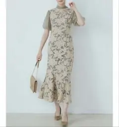 ANAYI リーフチュールレースフレアワンピース 34 - メルカリ