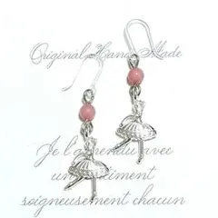 天然石ピアス☆ペルシャジェイド＆バレリーナ☆樹脂ピアス
