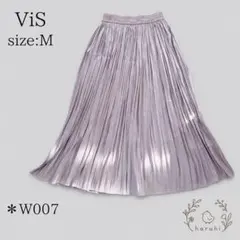 ＊美品＊VIS ビス プリーツスカート 光沢 フレア ウエストゴム ロング Mのサムネイル