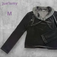 ジュエラミー カットソー 長袖 ベロア生地 ファー襟付き 黒 Mサイズ 日本製