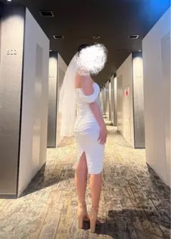 ホワイト　パーティードレス　チューブトップ　ブライダルベール　お祝い　二次会