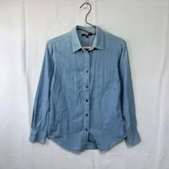 UNIQLO デニムシャツ 長袖 S ライトブルー シャンブレーシャツ 0120
