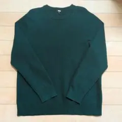 UNIQLO ウォッシャブルミラノリブクルーネックセーター ダークグリーン XL