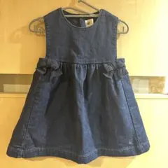 プチバトー デニム風ワンピース ジャンパースカート 18m