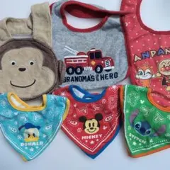 スタイ・よだれかけ 6点セット ミッキー、アンパンマン