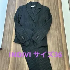 INDIVIスーツ 黒と白のストライプ サイズ36