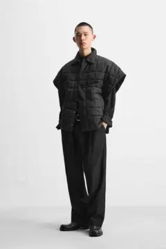 ZARA ブラック キルティングダウンベスト