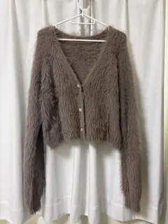 ear PAPILLONNER シャギーニットカーディガン ブラウンのサムネイル