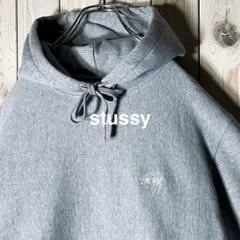 【良品 M】ステューシー 刺繍 ストックロゴ スウェット パーカー.