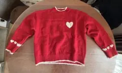 赤いハートニットセーター