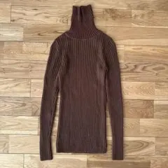 無印良品 ウールタートルネック チョコレートブラウン リブニット