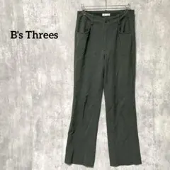 B's Threes ダークグリーン スラックス　生地薄　レディース　オフィス