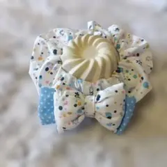 水玉模様リボン付きシュシュタイプ首輪