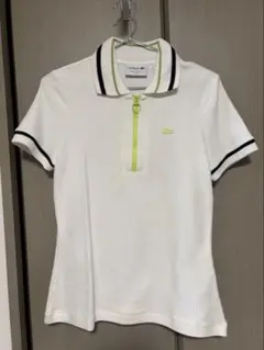 LACOSTE ワッフルピケ ハーフジップポロシャツ ホワイト 40 - メルカリ