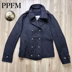 PPFM ピーピーエフエム ナポレオンコート　ミリタリー風ピーコートLグレー
