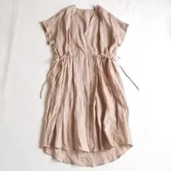 タグ付✨ イネド カシュクールワンピース リネン100% ウォッシャブル Lのサムネイル