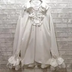 フリル付き海賊風シャツ 衣装ブラウスシャツ パイレーツショーツ XLサイズ