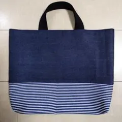 ボーダー柄 お道具袋 ミニトートバッグ