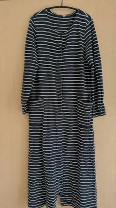 マタニティ パジャマ ネイビーとホワイトストライプ M-L