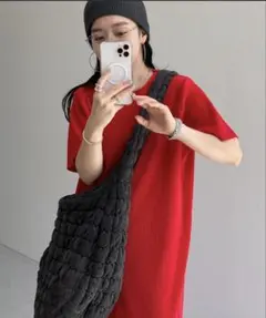 wee9s デイリーデイリースーパーストレッチクルーネックプリーツワンピース