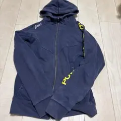 asics フード付きジャケット ネイビー　ジップパーカー　パーカー