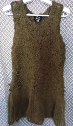 ベスト　透け編みニットベスト 　L