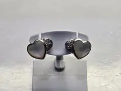 ダイヤ0.10×2 マベパール K18WG 4.6g ハート型ピアス