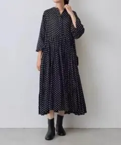 ドットワンピース 長袖