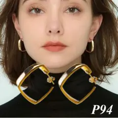 ピアス レディース フープピアス シンプル 可愛い スクエア フープ ゴールド