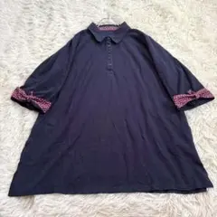 y7203 美品✨七分袖ポロシャツ ロング丈 2XL 大きいサイズ チュニック